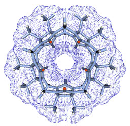 Solvent excluded surface of Decamethylcucurbit[5]uril 